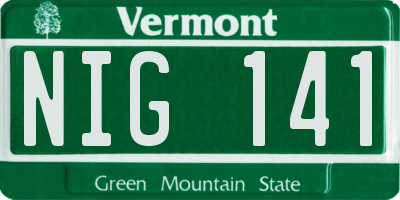 VT license plate NIG141
