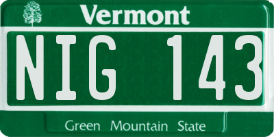 VT license plate NIG143