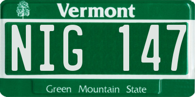VT license plate NIG147