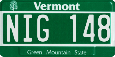 VT license plate NIG148