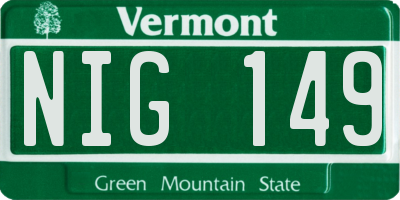 VT license plate NIG149