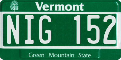 VT license plate NIG152