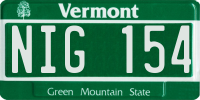 VT license plate NIG154