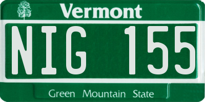 VT license plate NIG155