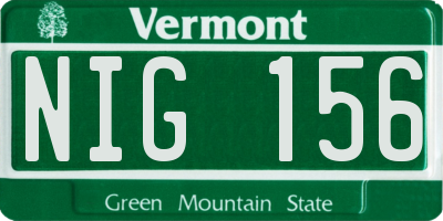 VT license plate NIG156
