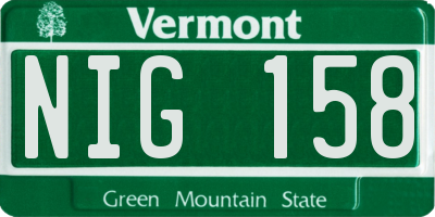 VT license plate NIG158