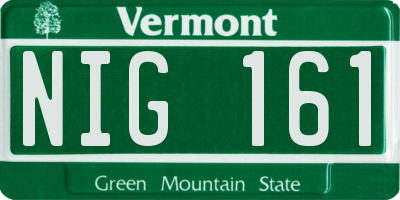 VT license plate NIG161