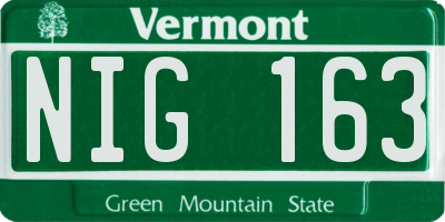 VT license plate NIG163