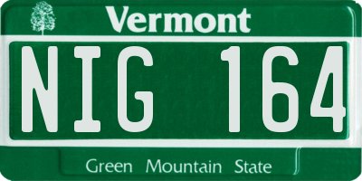 VT license plate NIG164