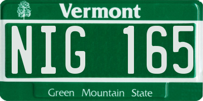 VT license plate NIG165