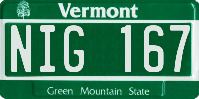 VT license plate NIG167