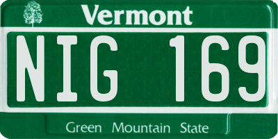 VT license plate NIG169