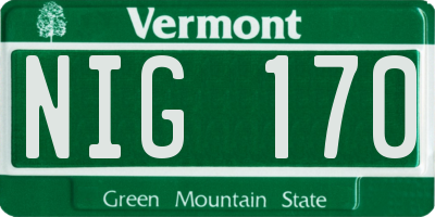 VT license plate NIG170