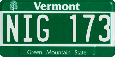 VT license plate NIG173