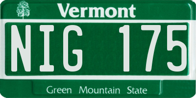 VT license plate NIG175
