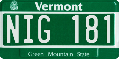 VT license plate NIG181
