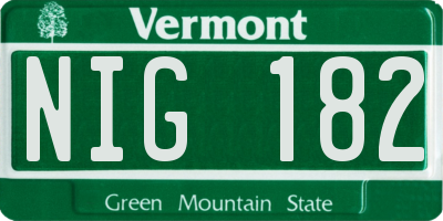 VT license plate NIG182