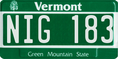 VT license plate NIG183