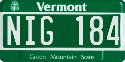 VT license plate NIG184