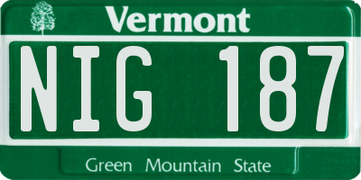 VT license plate NIG187