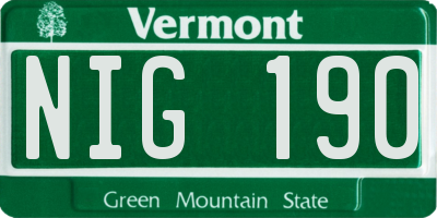 VT license plate NIG190