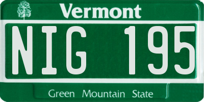 VT license plate NIG195