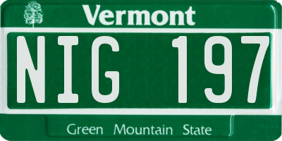 VT license plate NIG197