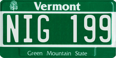VT license plate NIG199
