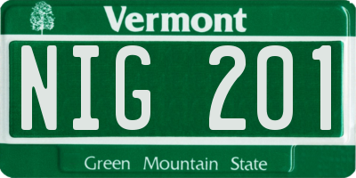 VT license plate NIG201