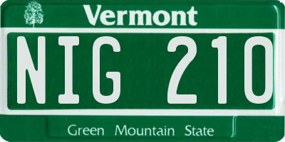 VT license plate NIG210