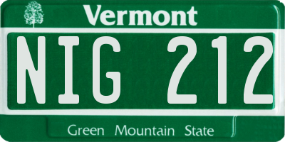 VT license plate NIG212