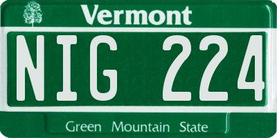 VT license plate NIG224