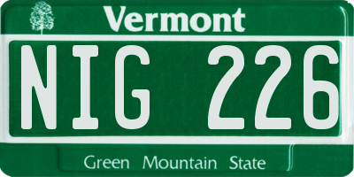 VT license plate NIG226