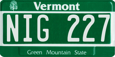VT license plate NIG227