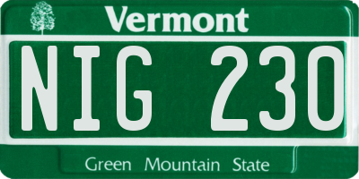 VT license plate NIG230