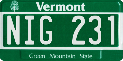 VT license plate NIG231