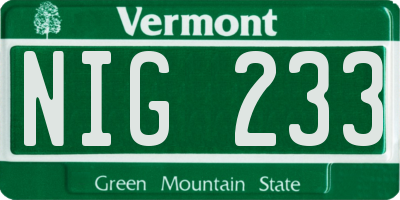 VT license plate NIG233