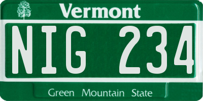 VT license plate NIG234