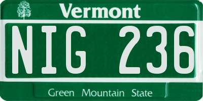 VT license plate NIG236
