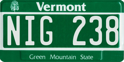 VT license plate NIG238