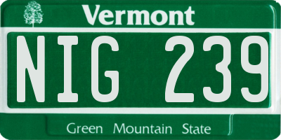 VT license plate NIG239