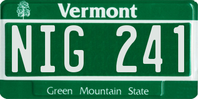 VT license plate NIG241
