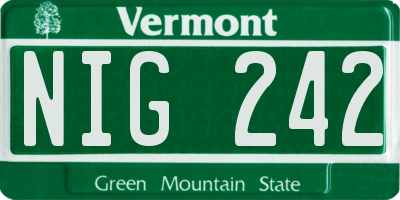 VT license plate NIG242
