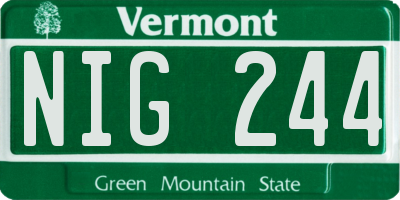VT license plate NIG244
