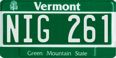 VT license plate NIG261