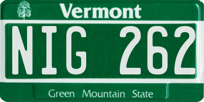 VT license plate NIG262