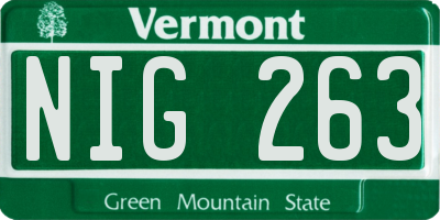 VT license plate NIG263