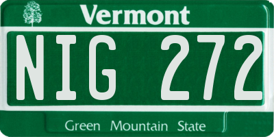 VT license plate NIG272