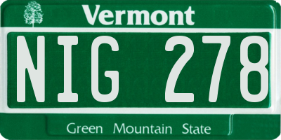 VT license plate NIG278