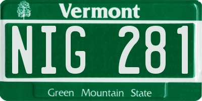 VT license plate NIG281